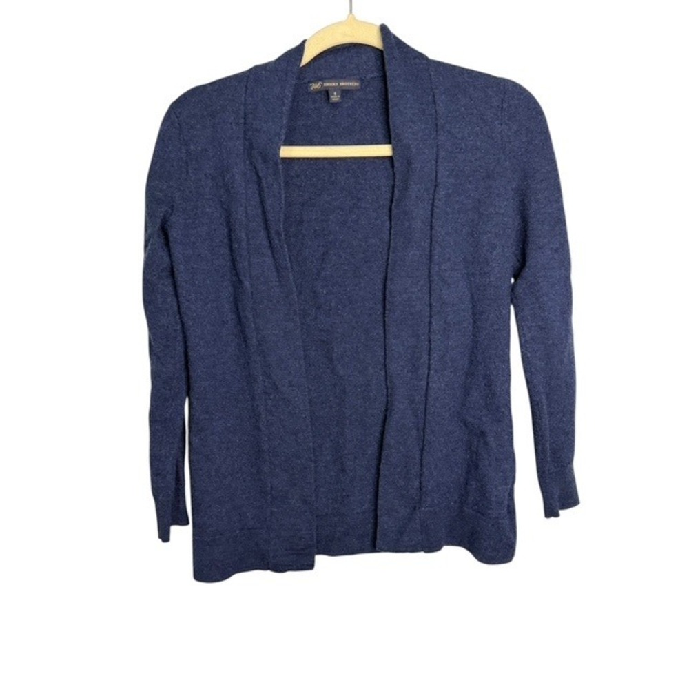Brooks Brothers 346 Cardigan Women's Small Merino Wool Open Front Blue
